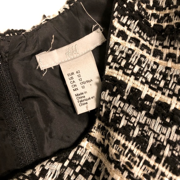 H&M Black White Gold Tweed Dress - Picture 3 of 3